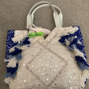 Sam Edelman Navy and Cream Embellished Tote